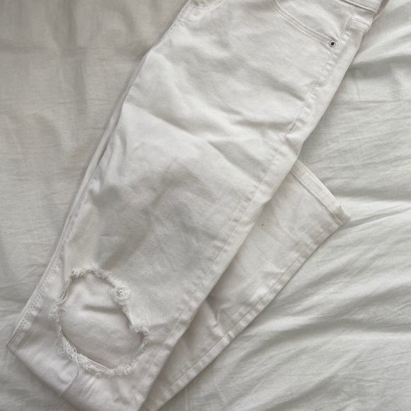 White Midrise Ripped Skinny Jeans - Picture 2 of 4